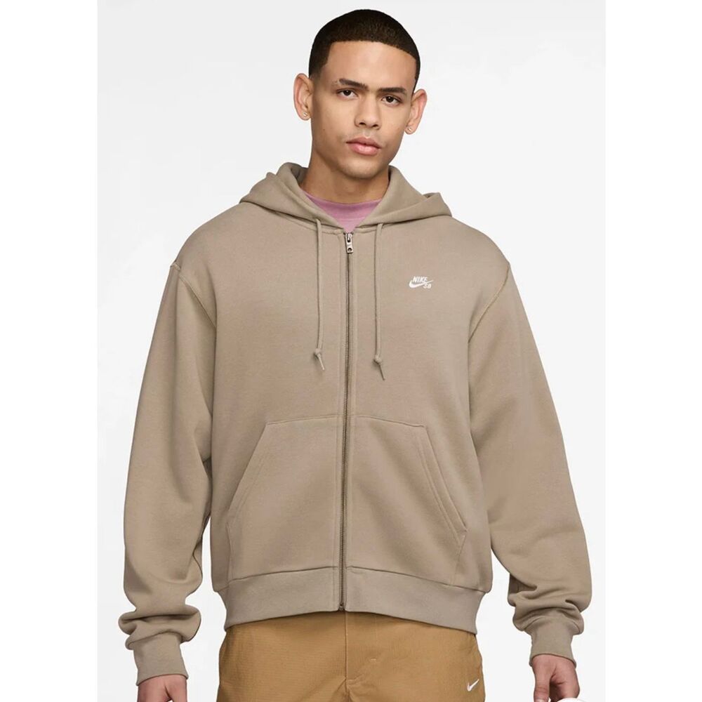 Nike SB Beige Full Zip Unisex Hoodie Size Small Loose Fit New